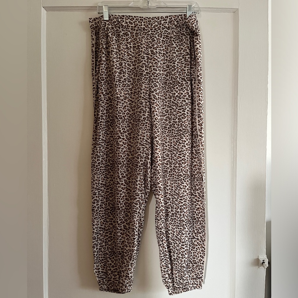 Aerie Leopard Print Satin PJ Joggers